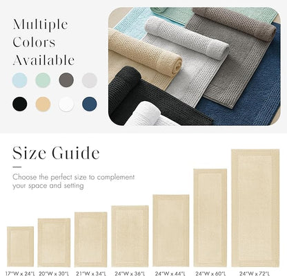 Madison Park Splendor Reversible 100% Cotton Tufted Bathroom Rug-3000 GSM Hotel Quality Luxurious Plush Medium Pile Bath Mat Absorbent, Quick Dry, Shower Room Décor, 24x72, Natural
