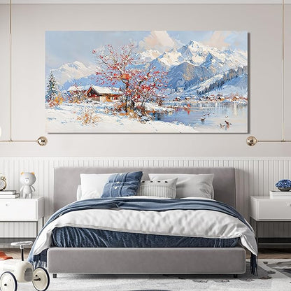 Canvas Oversized Wall Art Prints Wall Art Pictures for Living Room Landscape Farmhouse Large Wall Art Decorations Canvas Art Wall Decor Red Tree Flower Artwork For Walls Bedroom Home Decor 29" X 58"