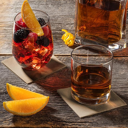AH AMERICAN HOMESTEAD Paper Cocktail Napkins - Linen-Like Disposable Beverage Bar Napkins 4.75" x 4.75" - Bulk Square Napkins - Ideal for Party or Wedding (Light Brown -100 Count)