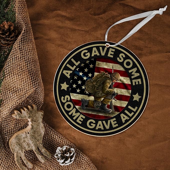 FLAGWIX Christmas Veteran Gifts for Men Women - Acrylic Christmas Ornaments 2025 for Tree Decorations - Army Gifts for Men Dad Grandpa Veterans, Patriotic Christmas Ornaments, Veterans Day Gift