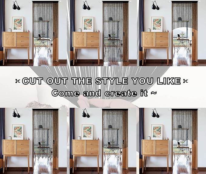 YIIBAII Door String Curtains Fringe Door Curtains for Doorways Window Room Decoration Living Room Divider(39"x110", Blcak)