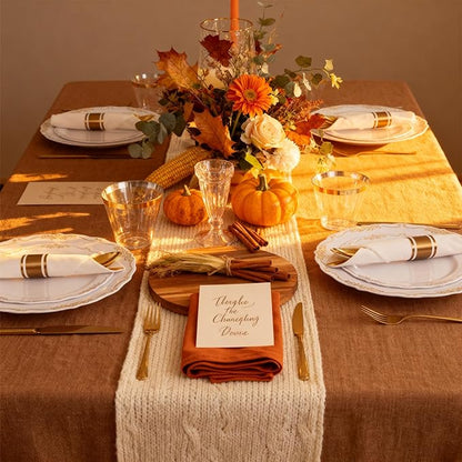 U-QE 100PCS Gold Thanksgiving Plates Disposable - Heavy Duty White and Gold Plates Including 50PCS 10'' Dinner & 50PCS 7.5'' Dessert Plates Perfect for Upscale Party, Wedding
