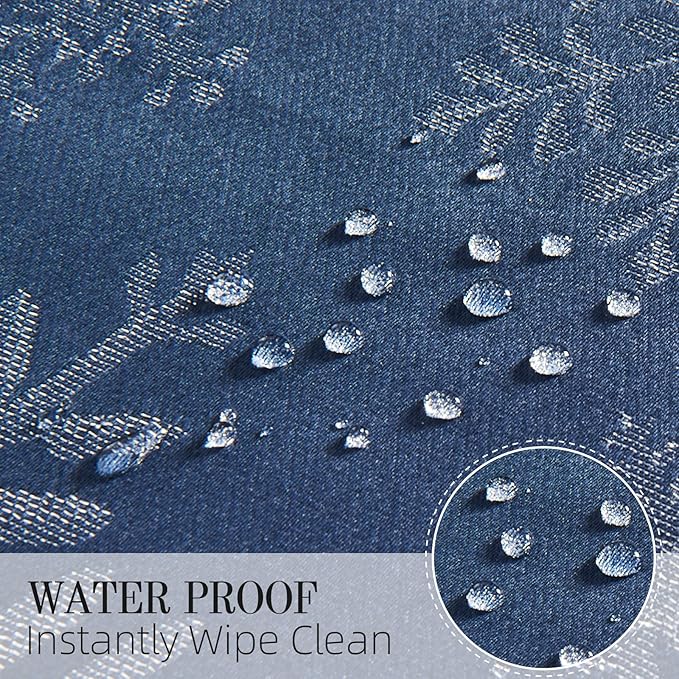 Cloth Napkins Set of 8–Square Jacquard Sparkling Metallic Snowflake Fabric Polyester Washable Reusable Cloth Napkins for Kitchen Dinner Dining Restaurant Wedding Table(Navy Silver/17x17 Inch)