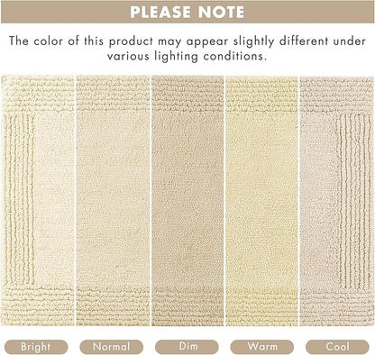 Madison Park Splendor Reversible 100% Cotton Tufted Bathroom Rug-3000 GSM Hotel Quality Luxurious Plush Medium Pile Bath Mat Absorbent, Quick Dry, Shower Room Décor, 24x72, Natural