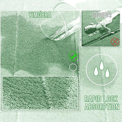 Yimobra Memory Foam Toilet Bath Mat U-Shaped, 24 X 20 Inches,Soft and Comfortable, Super Water Absorption, Non-Slip, Machine Wash and Easier to Dry for Bathroom Commode Contour Rug, Pale Green