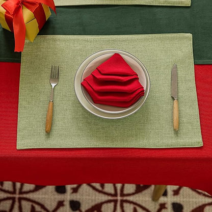 Home Brilliant Green Placemat Set of 4 Washable Place Mats Placemats Heat Resistant Sage Placemat for Dining Table Kitchen Table Mats Spring Dinner Decor, Grass Green