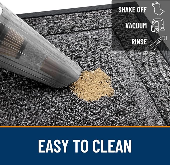 OLANLY Front Door Mat Indoor Outdoor Entrance, Waterproof All-Season, All-Weather Doormat, Sturdy Natural Rubber, Low Profile, Easy Clean Patio Porch Entryway Mat, 29.5x17, Black and White