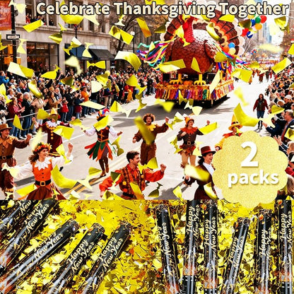 16 inch Christmas Thanksgivings New Years Eve Confetti Poppers,Golden Confettis Cannons Bulk with Gold Paper &Cup Design for Thanksgiving Parade Xmas Party Favor Supplies New Year's Eve celebration