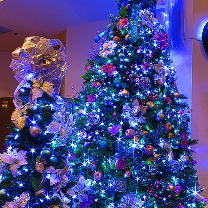 Blue Christmas Lights, 2 Pack Total 40 FT 200 Count Incandescent Christmas Mini Tree String Lights, Waterproof Christmas Decorations for Outdoor Indoor Xmas Patio Home Party Garden Yard Decor