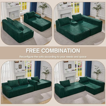 Hobestluk Modular Sectional Sofa Couches L-Shape Couch 3 Seat Modular Sofa Memory Foam Sectional Couches for Living Room, Cloud Couch with Oversized Chaise (108" Right Facing Chaise)
