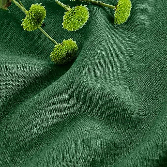 Solino Home Linen Pine Green Table Runner 90 Inches Long - 100% Pure Linen 14 x 90 Inch Table Runner for Fall, Autumn, Christmas, New Year - Fete