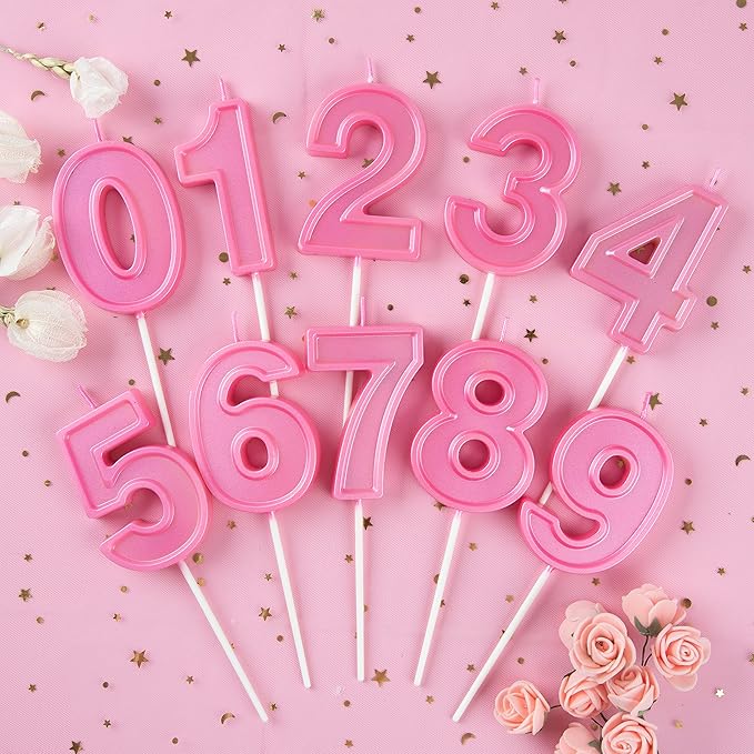 PHD CAKE 2.76 Inch Luxe Pink 8 Number Birthday Candles, Pink Number Candle, Cake Number Candles, Party Celebration