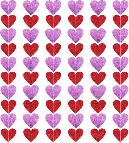 6 Pack Pre-Strung Glitter Heart Galand Banners,Valentines Day Red Pink Heart Hanging String Garland - Valentines Day Decor,Valentines Day Decorations for Valentines Day Wedding Engagement Decorations