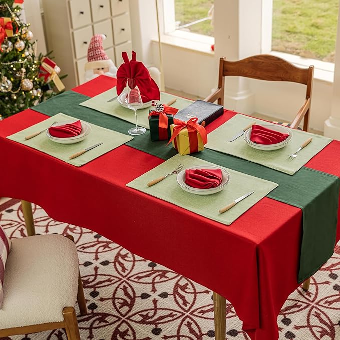Home Brilliant Green Placemat Set of 4 Washable Place Mats Placemats Heat Resistant Sage Placemat for Dining Table Kitchen Table Mats Spring Dinner Decor, Grass Green
