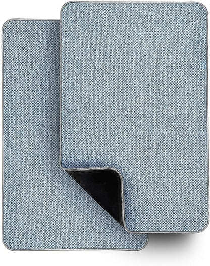 Bath Mat,Ultra Thin Bathroom Rugs,Rubber Bath Mats for Bathroom,No Slip Bath Rugs,Quick Dry,Machine Washable,Low Pile,Absorbent,Shower Outside,Sink,Home Decor Accessories.Blue,1'5"x2'3"(2 Pack)
