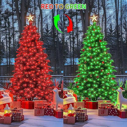 JMEXSUSS 200 LED Christmas Lights Outdoor, 66ft Red and Green String Lights with Remote, Connectable Waterproof Color Changing Christmas Lights for Party Yard Halloween Xmas Decor