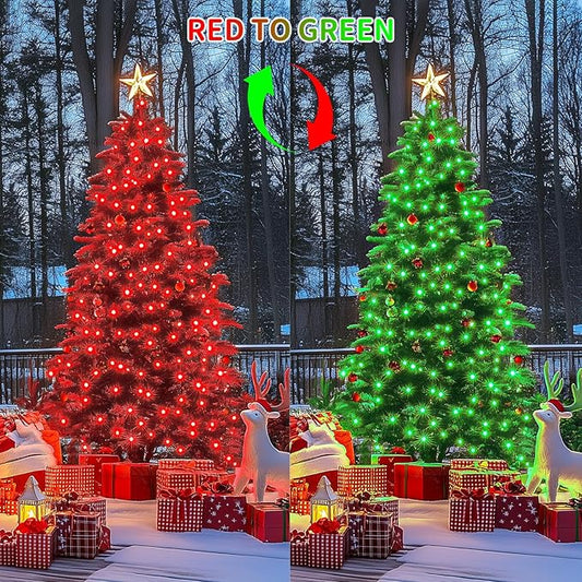 JMEXSUSS 200 LED Christmas Lights Outdoor, 66ft Red and Green String Lights with Remote, Connectable Waterproof Color Changing Christmas Lights for Party Yard Halloween Xmas Decor