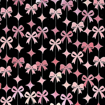 Pink Bow Decorations Pink Glitter Paper Star Bow Hanging Garland Streamer Banner for Coquette Birthday Bridal Shower Wedding Anniversary Bachelorette Engagement Baby Shower Party Decorations Supplies