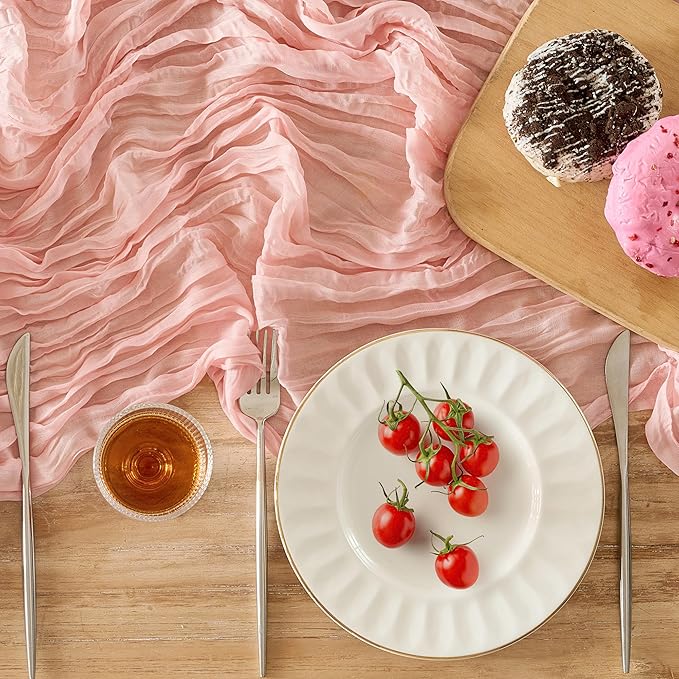 6 Pack Cheesecloth Table Runner 120 Inch Boho Rustic Gauze 10 FT Dusty Pink Cheese Cloths Table Runners Decorations for Spring Summer Birthday Party Baby Shower Wedding Holiday Home Decor