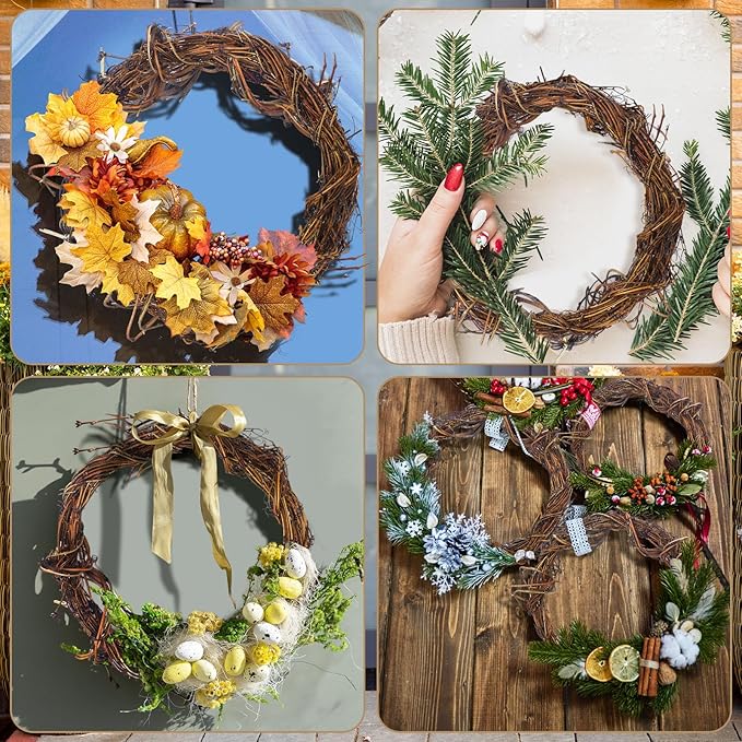 Janinka 12 Pcs Grapevine Garland Natural Grape Vine Wreath for Crafts DIY Twig Garland Rattan Hanging Vine Wreath for Wedding Christmas House Holiday Door Vase Wall Home Decor