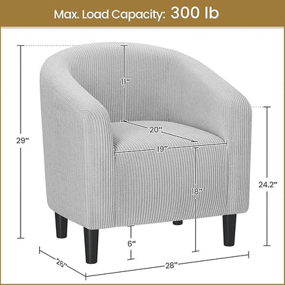 Yaheetech Accent Barrel Chair, Corduroy Fabric Club Chair, Furry Sherpa Elegant Armchair with Cozy Soft Padded for Living Room Bedroom Reception Room Office, Set of 2, Light Gray
