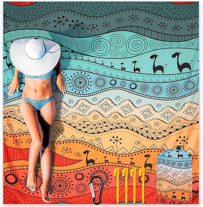 Beach Blanket Waterproof Sandproof Extra Large Beach Mat 79" X 83"/120"x108"for 1-8 Adults Quick Drying Durable Outdoor Picnic Mat for Beach Travel Camping Hiking
