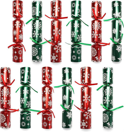 JOYIN 12 Pack Christmas Non-Snap Party Favor, Red & Green Snowflake Party Table Favor Includes Party Hat, Jokes & Gifts, Xmas Gifts Prizes for Christmas Holiday Dinner Traditions Supplies