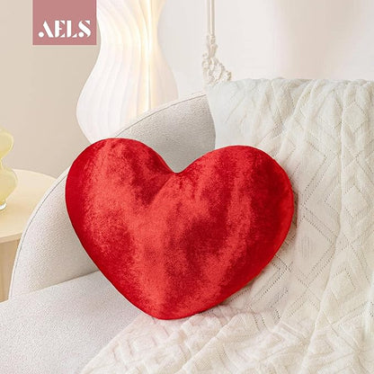 AELS Heart Shaped Pillow, 20 Inches Heart Decorative Throw Pillows, Love Pillows Cute Pillow, Valentines Day Decorations, Wedding Decor, Living Room Bedroom Nursery Decor, Shiny Red