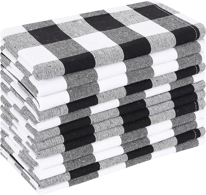 Cloth Napkins Reusable Cloth Dinner Black & White Napkins Set of 12 Cotton Gingham Check 16x16 Inches Cloth Napkins for Parties Weddings Washable Table Napkins Cocktail Napkin Thanksgiving Decor