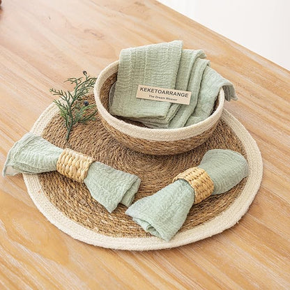 Cheesecloth Napkins 17x17 Inches Cloth Napkins Handmade Washable Reusable Napkins for Dinner Wedding Baby Bridal Shower Rustic Boho Decorations Bulk Set of 10 Sage Green