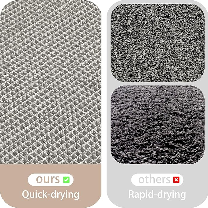 Waffle Bath Mat Non Slip, Boho Bathroom Rug, Super Absorbent Quick Dry Bathroom Mat, Soft Farmhouse Bath Rug with Tassels, Small Washable Shower Mats for Floor 20"x32", Tassels Light Grey
