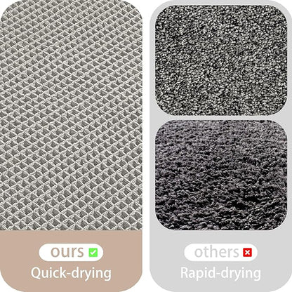 Waffle Bath Mat Non Slip, Boho Bathroom Rug, Super Absorbent Quick Dry Bathroom Mat, Soft Farmhouse Bath Rug with Tassels, Small Washable Shower Mats for Floor 20"x32", Tassels Light Grey
