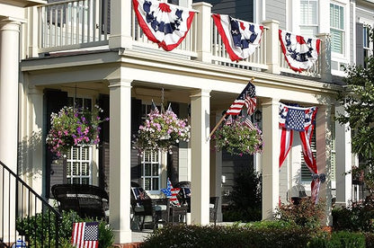 FRF FLAG American Flag Bunting 5x10 Ft, Embroidered Patriotic Bunting Flags, 4th of july Decorations Outdoor, with 4 Brass Grommets