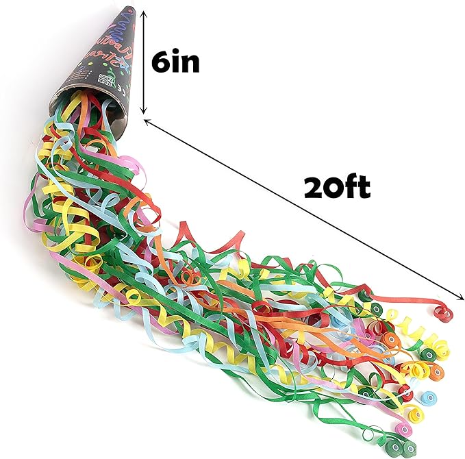 6Pcs Birthday Poppers No Mess Party Poppers Ice Cream Streamers Easy to Clean Handheld Streamers，Ideal for Birthday and Events