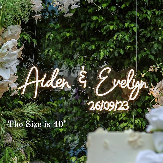 Custom Name Neon Sign Professional, Larger Customizable Wedding LED Neon Sign for Backdrop, Wedding Decor, Micro Weddings, Anniversary, Birthday Party Shop