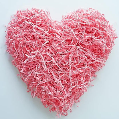 Bobobag - 1LB Crinkle Cut Paper Shred Filler Recyclable Gift Wrap Confetti Raffia Grass Shred Paper for Easter Baskets Filler Creative Eggs Decor (Pink)