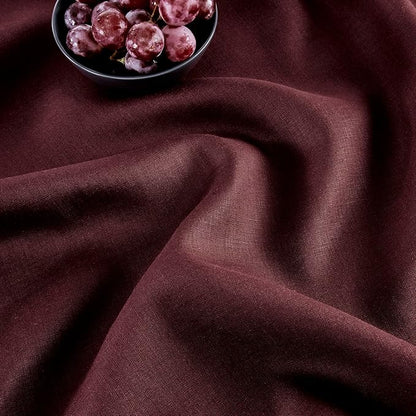 Solino Home Linen Burgundy Table Runner 144 Inches Long - 100% Pure Linen Extra Long Table Runner 14 x 144 Inch for Fall, Autumn, Christmas, Holiday, Winter, New Year - Classic Hemstitch