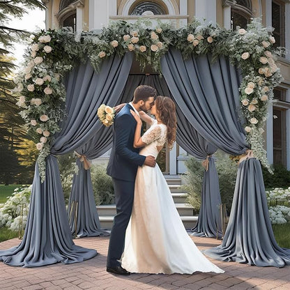 4 Panels Charcoal Backdrop Curtain for Parties Wedding Wrinkle Free Silver Grey Photo Curtains Backdrop Drapes Fabric Decoration for Birthday Party Baby Shower 20ft(W) x 10ft(H)