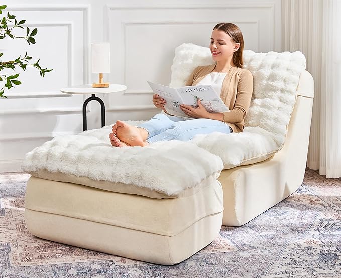Hobestluk Sofa Couch Foam Sofa for Small Spaces Comfy Sofas with Footrest Couch Recliner Small Sofas for Living Room, Bedroom, Apartment (White)