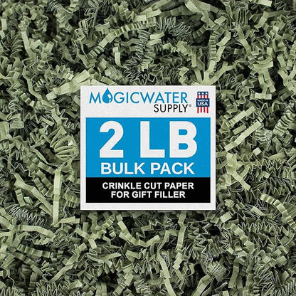 MagicWater Crinkle Cut Paper for Gift Baskets - 2LB - Army Green - Perfect for Shredded Paper Filler, Basket Filler, Gift Boxes, Bridesmaid Gifts, Christmas Stuffers & More – Ideal for All Occasions