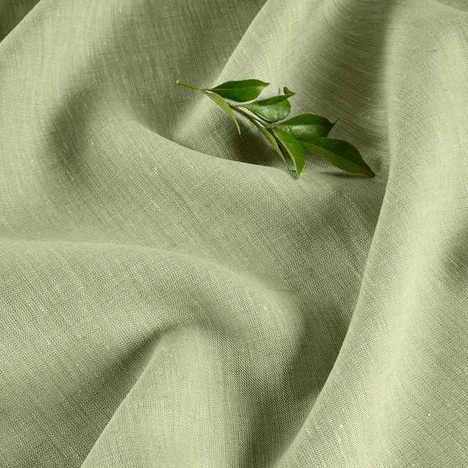 Solino Home Linen Tablecloth 60 x 132 Inch - 100% Pure Linen Chambray Olive Table Cloth for Rectangular Tables - Athena, Machine Washable Cloth Tablecloth for Fall, Autumn