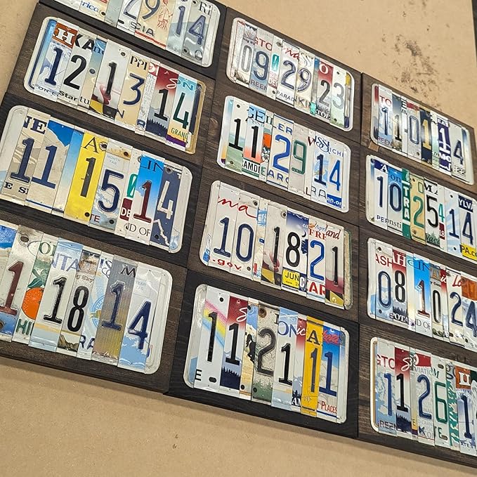 Personalized License Plate Date Sign – Custom Anniversary Sign – Handmade from Real Cut License Plates – Wedding, 10th Anniversary (Tin/Aluminum), Birthday & Special Occasion Décor