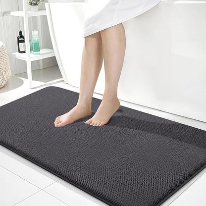 OLANLY Thick Memory Foam Bath Mat Rug 40x24, Extra Soft Absorbent Bathroom Rug, Quick Dry Bath Mats, Non-Slip, Machine Washable Carpet for Bathroom, Tub and Shower, Home Decor Accessories, Dark Grey
