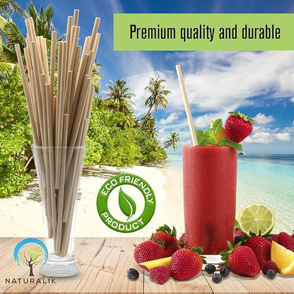 Naturalik 300/1000-Pack Extra Durable Brown Paper Straws Biodegradable- Premium Toxin Free Paper Straws Bulk- Drinking Straws for Juices, Restaurants and Party supplies, 7.7" (Brown, 300ct)