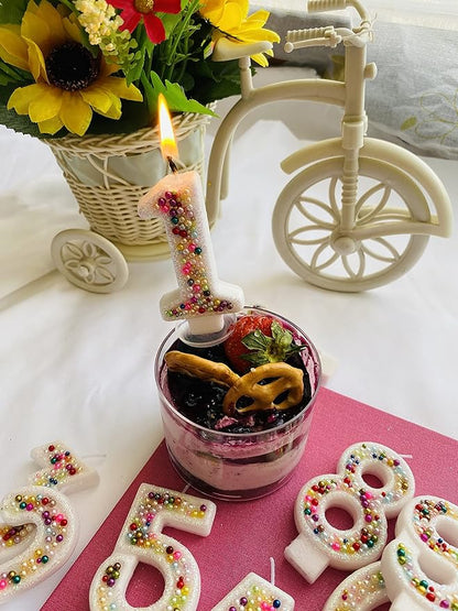 Birthday Candles, Pearl Sequin Number Candle Party Supplies (Number-4)