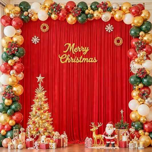 10 x 10 Red Backdrop Curtains for Parties, 10ft Long Curtains for Photo Background Red Wedding Drapes for Backdrop Birthday Baby Shower Bridal Shower Anniversaries Ceremony Prom Events Decorations