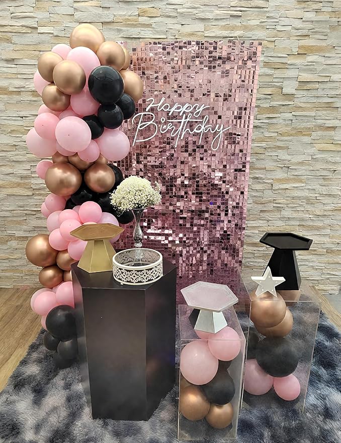 Pink Shimmer Wall Backdrop 36 Panels Cover 6 x 6 Ft, Photo Backdrops for Wedding,Anniversary,Birthday,Party Decoration