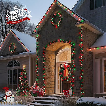 JMEXSUSS 600 LED Red and Green Christmas String Lights Outdoor, Red and Green Lights Clear Wire, Christmas Twinkle String Light Plug in for Holiday Tree Xmas Party Decorations