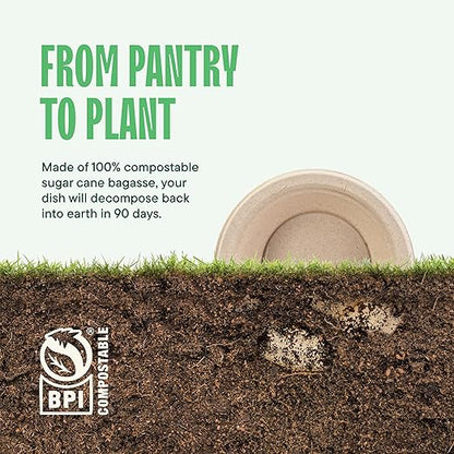 100% Compostable Paper Bowls 16 oz. [1000 Count] Heavy-Duty Soup Bowls - Natural Brown Color Unbleached Bagasse Bowls - Eco-Friendly Disposable Biodegradable Sugarcane - [Bulk Case 8/125 Pack]