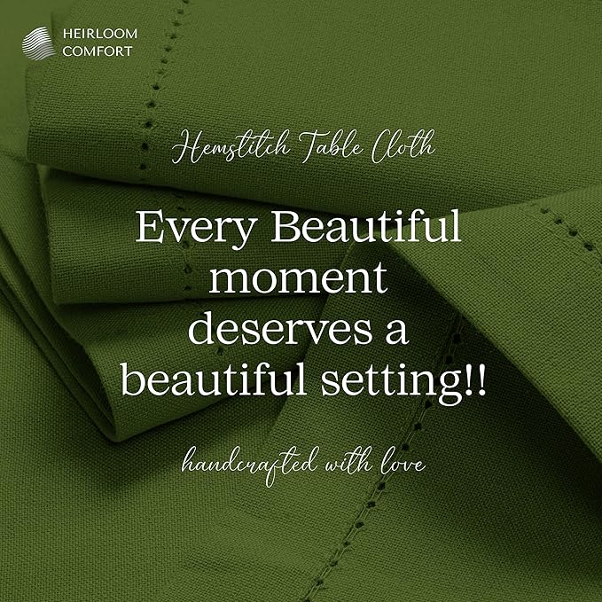 Mint Green Table Cloth, 100% Cotton Table Cover 60x86 Inch, Fits 6-8 Seats, Durable, Washable, Wrinkle Resistant, Rectangle Tabletop for Dining, Spring Events, Baby Showers, Decor